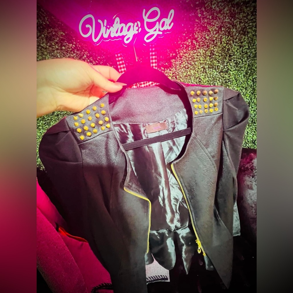 Peplum jacket with gold spikes